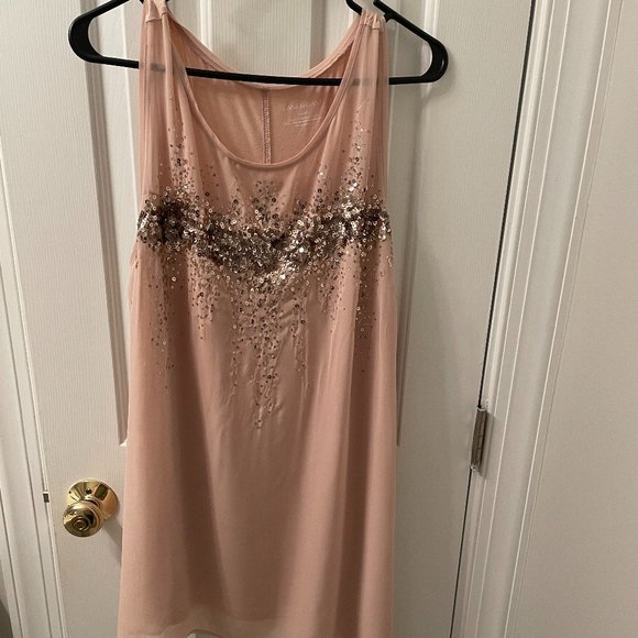 Lane Bryant Blush & Gold Sequin Asymmetric Top | Size 18/20 | Holiday Glam Top - Picture 2 of 4